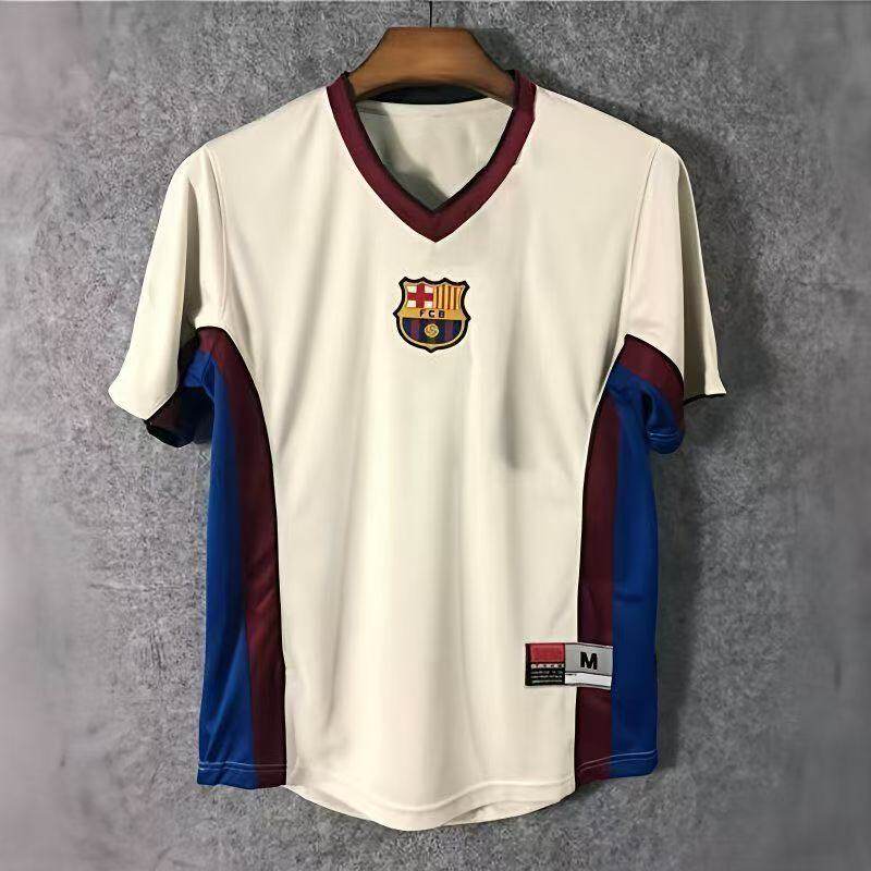 HQ1巴塞罗那球衣训练速干印花足球T恤赛前热身运动加大QH1男女短