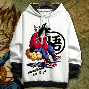 七龙珠动漫画衣服连帽卫衣男春秋2024新款加绒悟空重磅ins潮外套