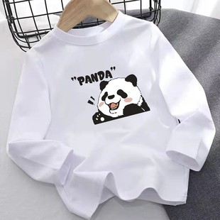 黑色长袖t恤男童儿童纯棉打底衫中大款2025新款内搭上衣