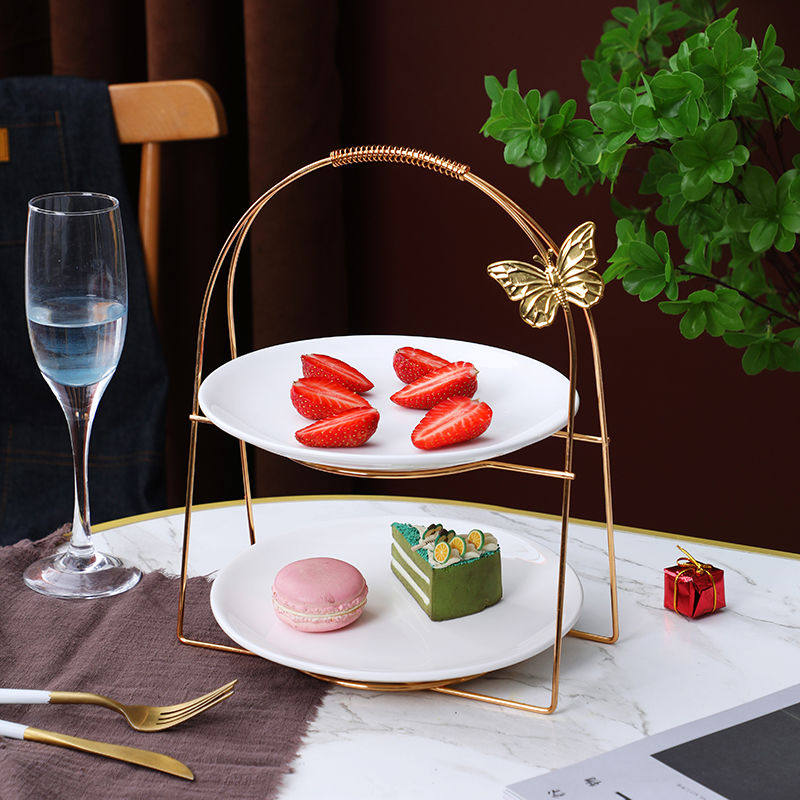 欧式简约陶瓷多层水果托盘客厅家用糖干果下午茶点心架零食蛋糕盘