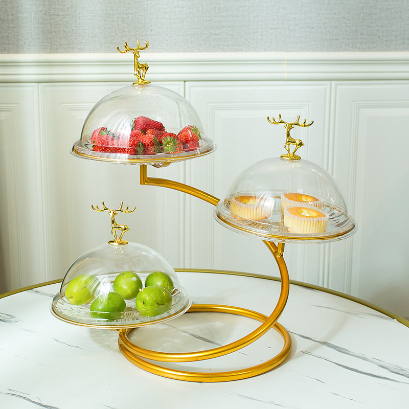 茶歇水果盘盖子客厅家用糕点展示架甜品台架子点心盘展示盘幼儿园