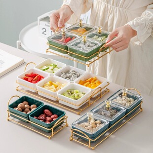 KTV会所果盘密胺酒吧沐足四六宫格小吃盘分格烤肉凉菜小食盘碟子