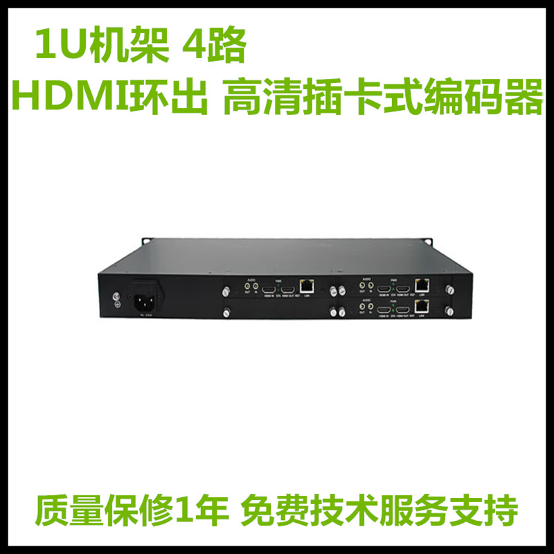 高清HDMI4路1U机架编码器插卡式环出网络传输直播视频高清编码器