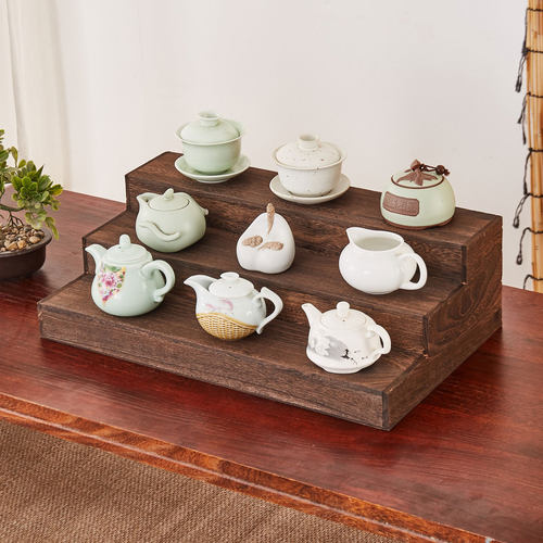 实木阶梯展示架茶杯架收纳架