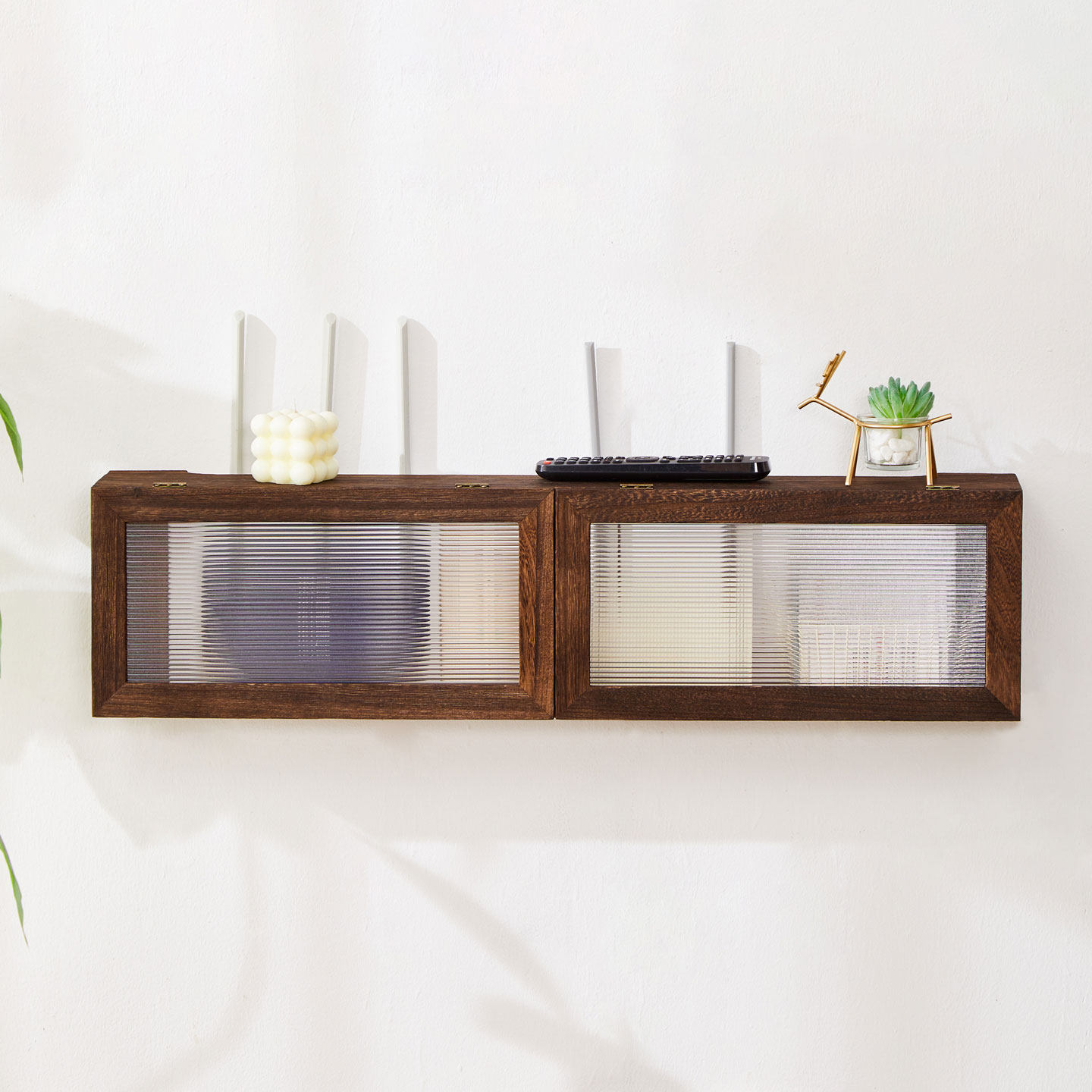 实木壁挂式无线路由器收纳盒