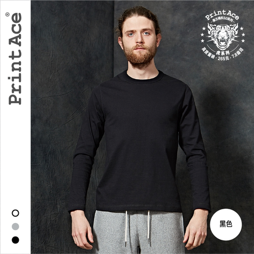 咔叽复古全棉四本针长T恤