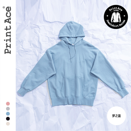 PrintAce Vintage 落肩带帽宽松套头纯色长袖卫衣6285