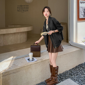 2026新款复古机车皮衣夹克外套女A9025/P145/K198图片