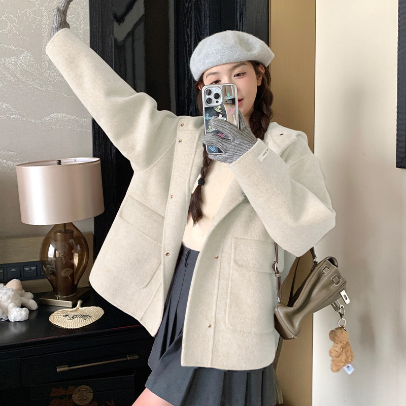 冬季新款双面羊绒大衣女韩系宽松外套A7101-P265-K378,女装毛呢外套,2C268
