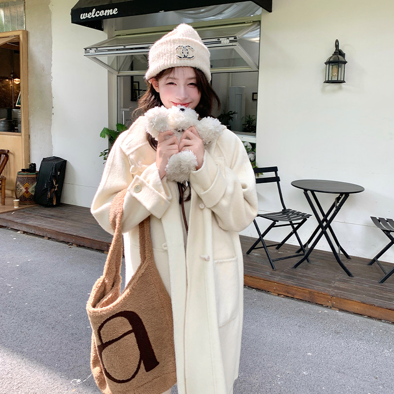 冬季新品双面羊毛大衣女韩系宽松显瘦外套A7102-P265K388,女装毛呢外套,2C268