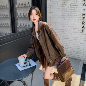 2026新款复古机车皮衣夹克外套女A9025/P145/K198图片