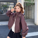 紫色超好看连帽外套女2026时尚棒球服夹克A565P140K198，女装短外套，2C268