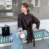 春秋新款时尚气质韩系设计感PU风衣外套女A562P175K248，女装短外套，2C268
