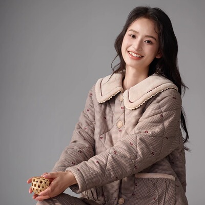 层夹棉加厚保暖家居服