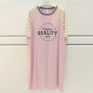 品牌睡衣2025夏季 女士莱赛尔棉带素色字母青年带胸垫女睡裙家居服