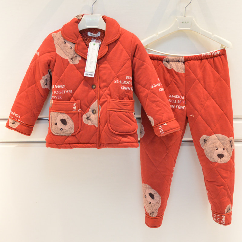 秋鹿儿童睡衣新品冬季男女童针织三层加厚夹棉卡通可爱小熊棉袄套,童装/婴儿装/亲子装,家居服套装,淘宝优惠券,粉丝福利购,淘宝优惠卷