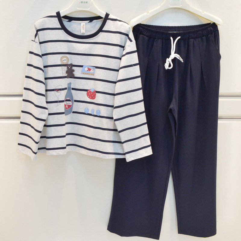 品牌睡衣2026春夏女士纯棉莱卡调时尚卡通可爱圆领淑女长袖家居服