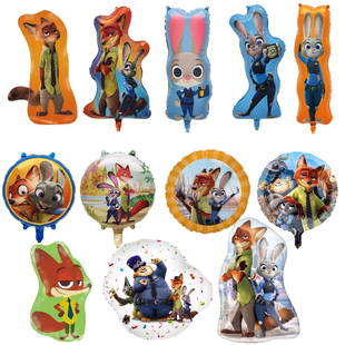 12款疯狂动物城2朱迪尼克卡通造型铝膜气球儿童生日派对装饰气球