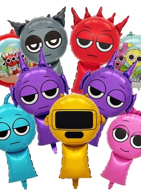 Sprunki Plush游戏周边节奏盒子铝膜气球生日派对场景装饰气球