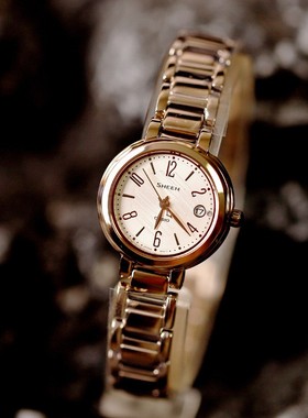 卡西欧手表女sheen蜜桃金蓝宝石轻奢时尚防水石英表SHE-4531CG-7A