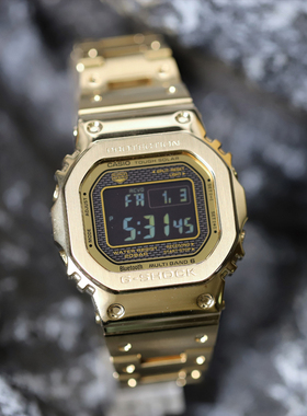 卡西欧手表男小金块金砖35周年金属太阳能蓝牙复古GMW-B5000GD-9