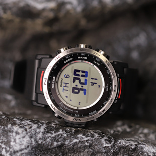 新款 卡西欧Protrek系列户外登山男表电波太阳能温度PRW