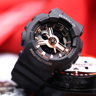 110XRG 卡西欧手表女BABY G原宿风酷黑运动学生防水电子表BA