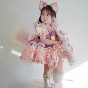 高端玲娜贝儿女童生日华丽cosplay洛丽塔沙川妲己重工公主裙春秋