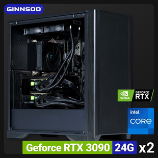 GINNSOD│双卡3090水冷版NVLink超静音双路GPU生产力AI工作站主机