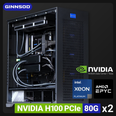 双显卡H100-80G水冷版超静音主机