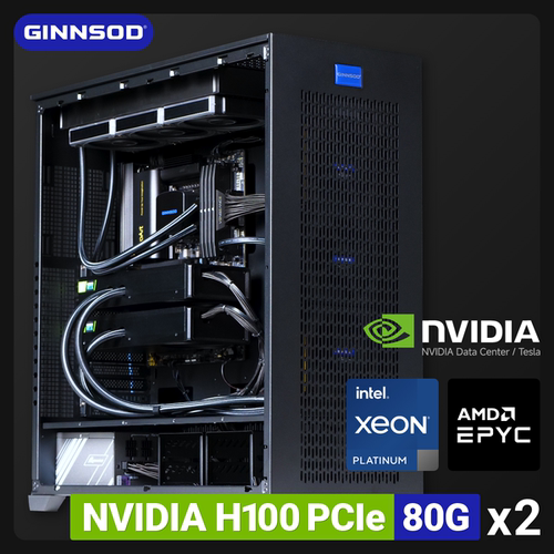 双显卡H100-80G水冷版超静音主机