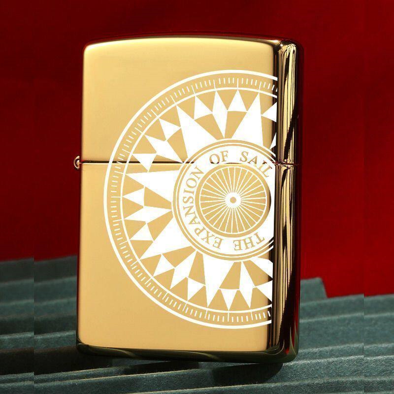 金色煤油打火机指南针纹路防风复古男士个性创意打火机收藏礼物