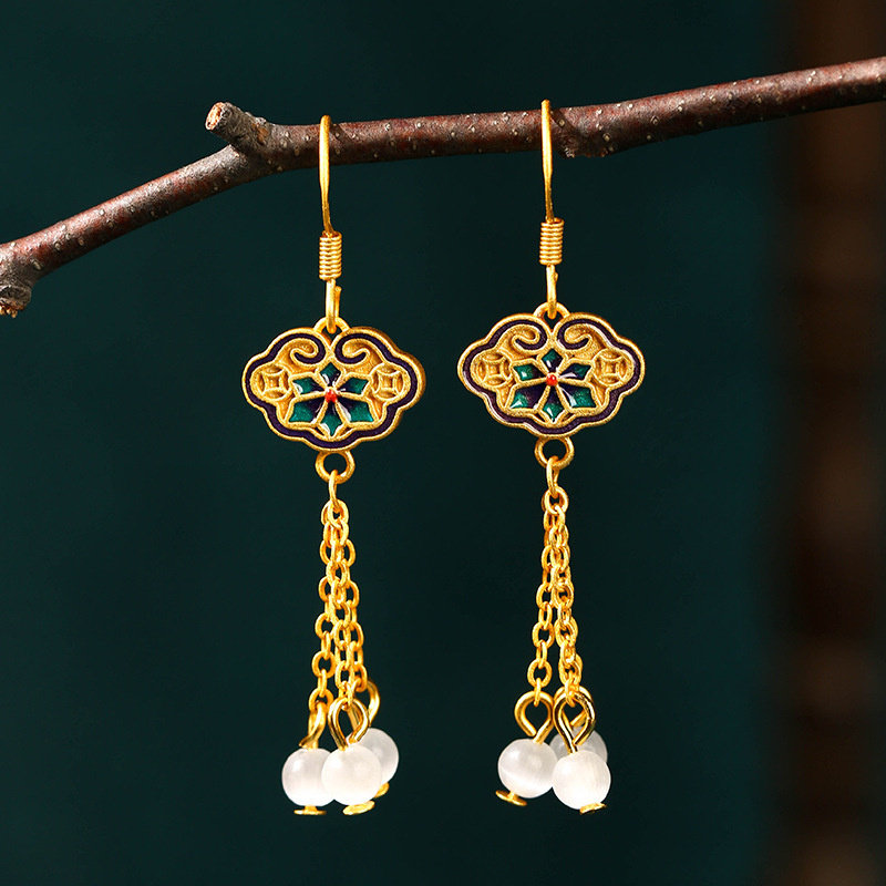 S925银镀金新中式古风耳环复古轻奢气质高级感马面裙旗袍汉服耳饰,饰品/流行首饰/时尚饰品新,耳环,淘宝优惠券,粉丝福利购,淘宝优惠卷