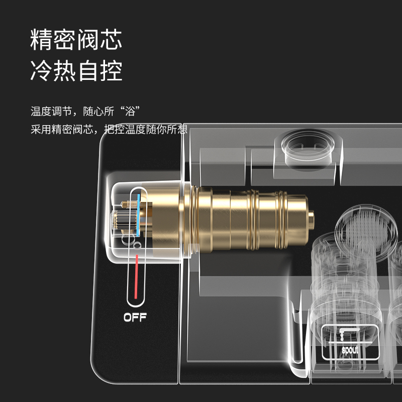 品数显恒温淋浴花洒套装家用浴室全铜黑色增压花洒冷热自控花洒厂