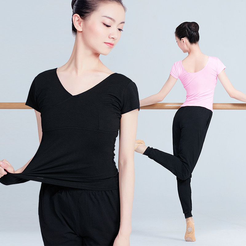 舞蹈服女练功服上衣形体跳舞服装短袖现代拉丁古典中国舞训练衣服