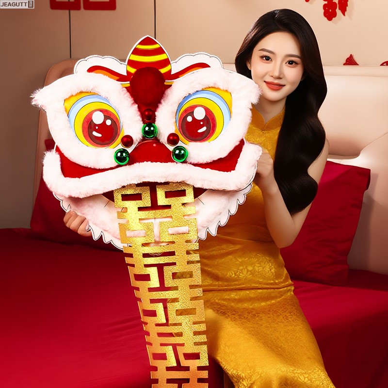 婚礼醒狮摆件新娘婚房拍照道具