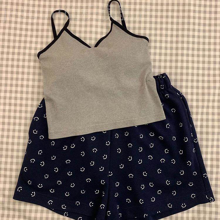 韩风吊带睡衣女夏款带胸垫