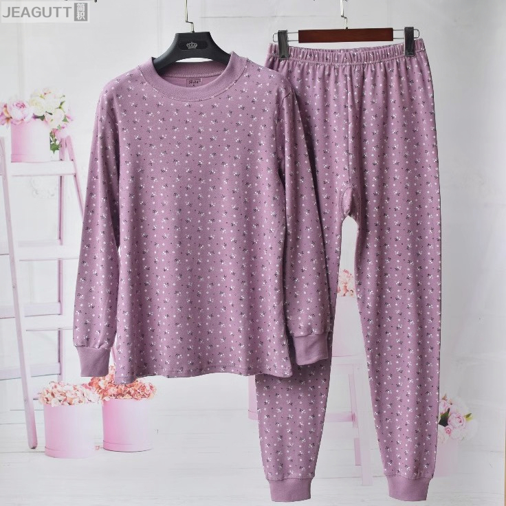 中老年纯棉中领秋衣秋裤套装