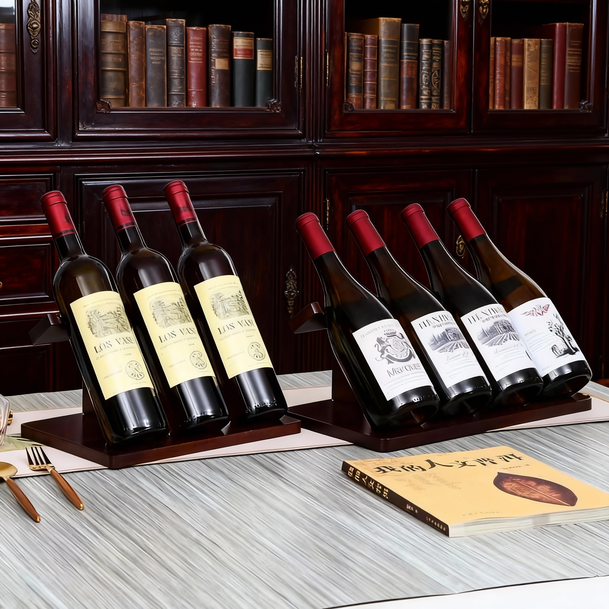 极简易红酒架摆件橡胶木实木酒瓶展示架葡萄酒架子酒柜高档装饰品