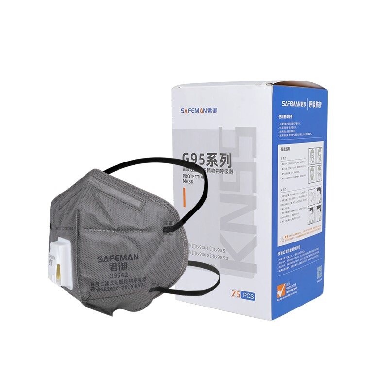 2025君御 KN95耳带式折叠带阀活性炭口罩头带式耳戴式gb2626-2019