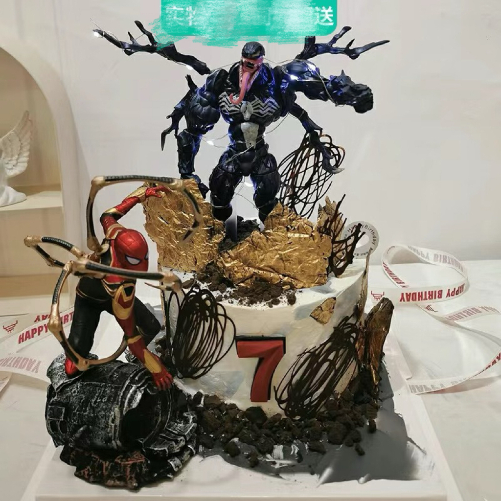 蹲姿蜘蛛侠手办GK模型雕像毒液蛋糕摆件生日蛋糕礼物模型装饰品