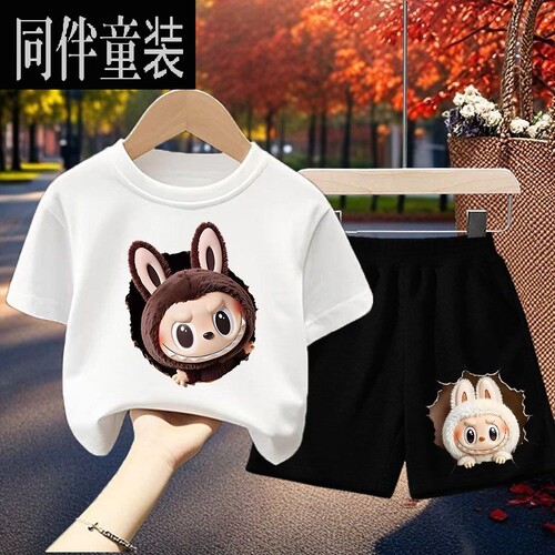 夏天男童短袖短裤儿童童装女童夏季卡通帅气ZIMOMO两件套套装