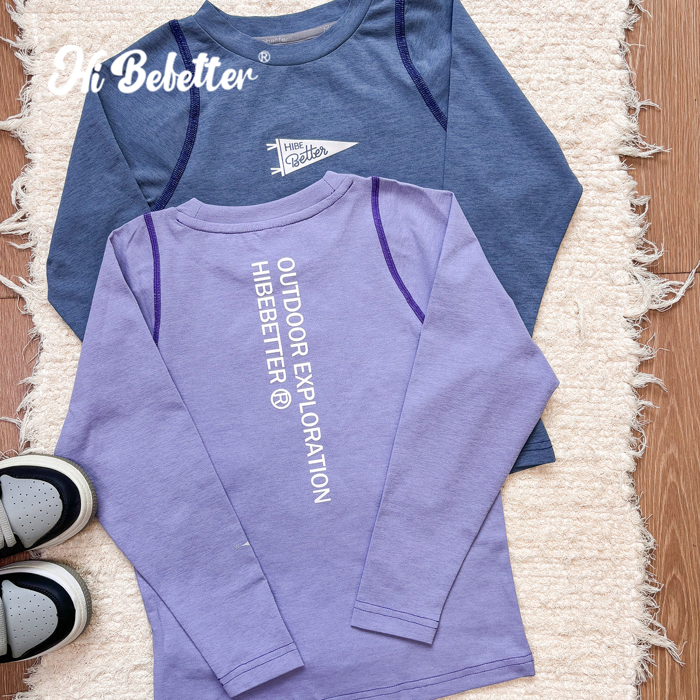 HIBEBETTER圆领户外反光印花长袖