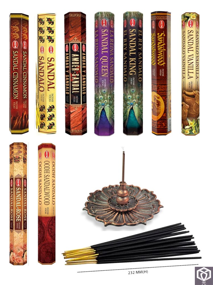 HEM熏香进口印度手工檀香香草肉桂沉香玫瑰组合净化空气安神集合