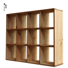 格子展示架搁架茶杯茶具收纳架 原木纯实木格子置物架 方格置物架