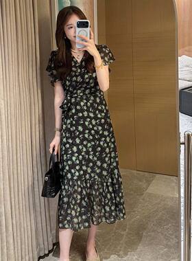 法式绝美印花连衣裙女2026夏新款