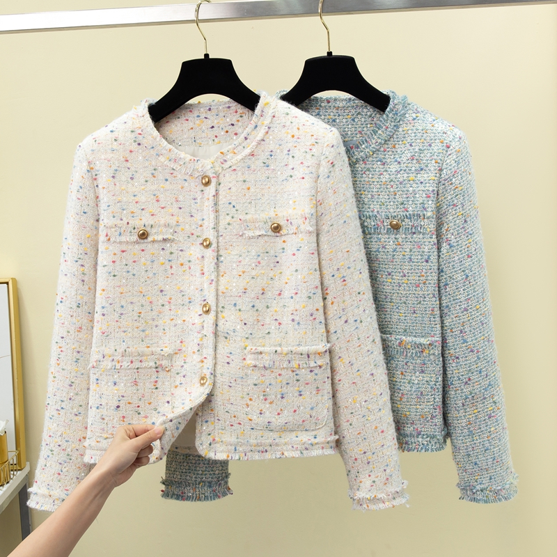 2025春装款法式粗花呢上衣流苏小香风外套女短款春秋圆领小西装