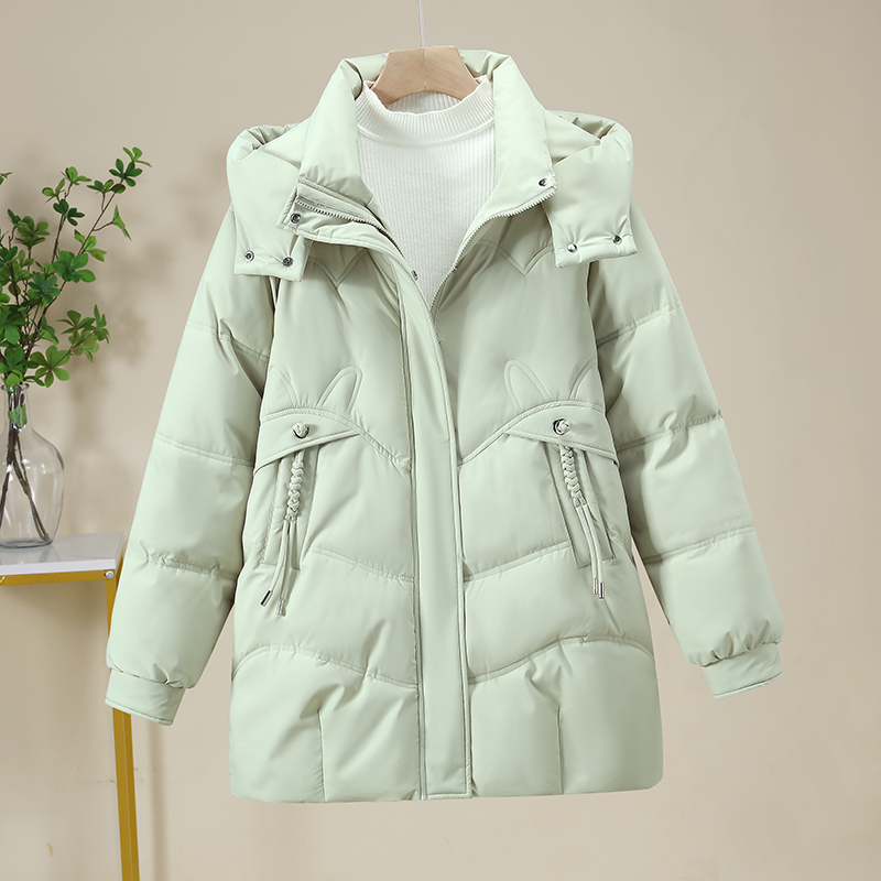 今年流行新款保暖羽绒棉服女冬装韩版加厚可脱卸帽显瘦中长款棉衣