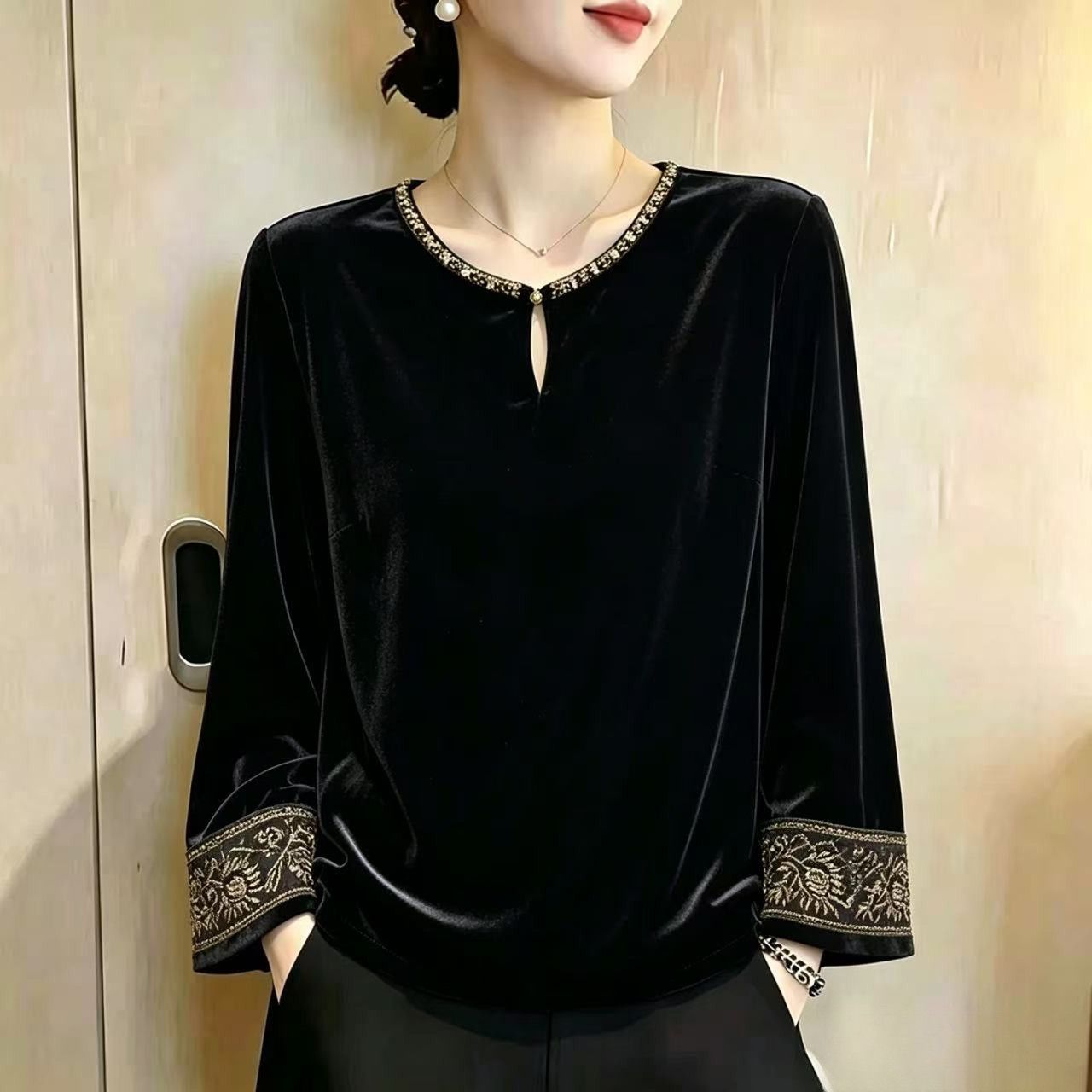 金丝绒打底衫女士春秋冬2026年新图片