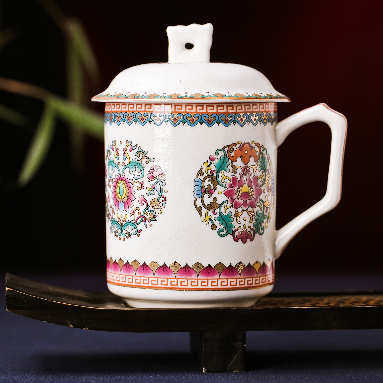 珐琅彩陶瓷水杯中式景德镇家用